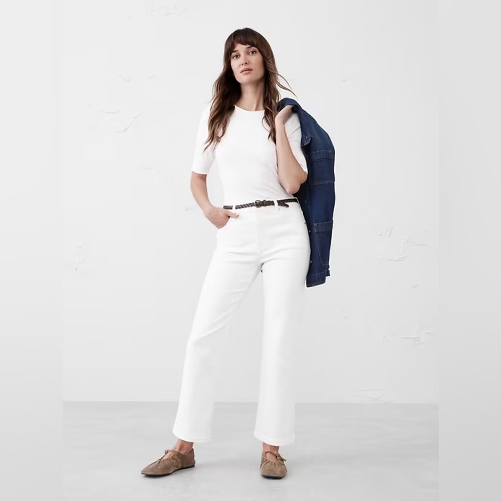 Banana Republic White Boot Cut Cropped Jeans